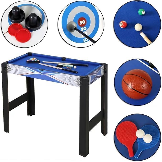 5-in-1 Multi Game Combination Table Set Table Tennis Table, Pool Table, Archery, Slide Hockey, Basketball Shooting for Family Friends Interactive Game Table