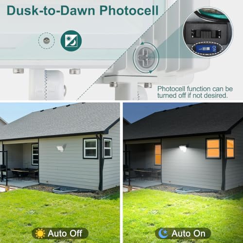 kadision 55W White LED Flood Light with Dusk-to-Dawn Photocell, 3000K/4000K/5000K Selectable, 120V 6600lm IP65 Waterproof Knuckle Mount Outdoor Security Lights, ETL Listed 2-Pack by kadision - Image 3