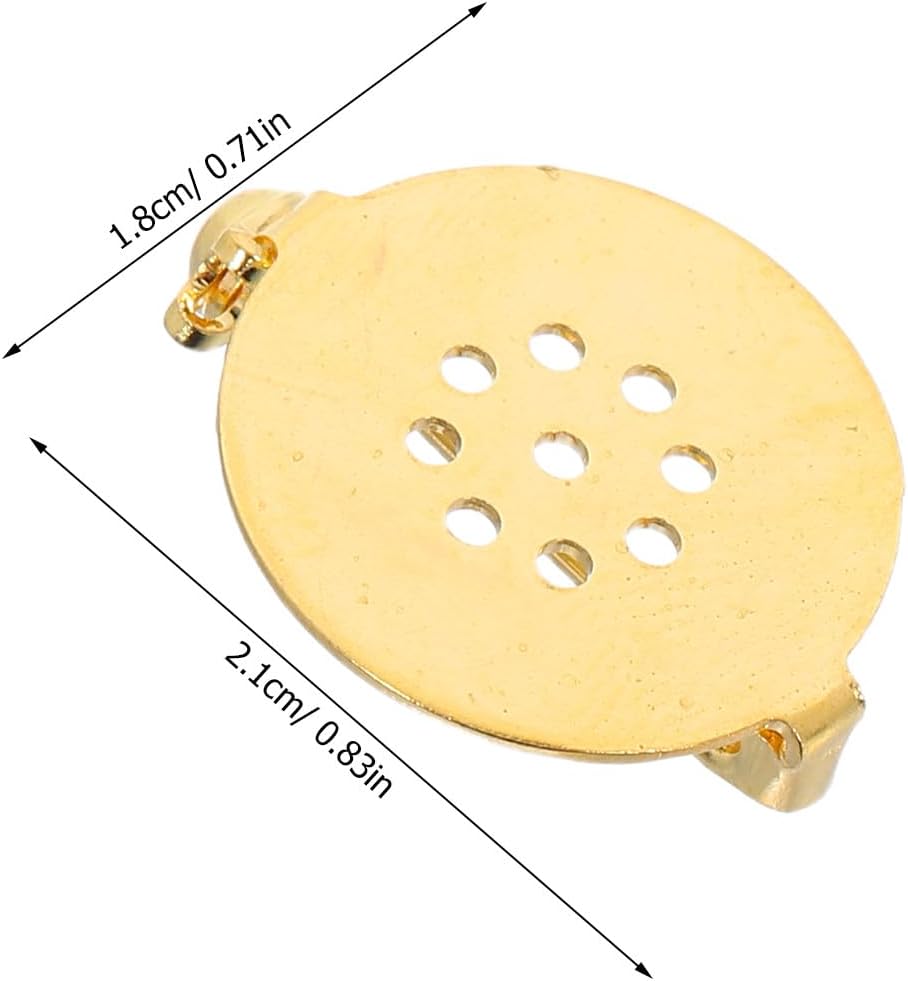 10pcs Pure Copper Round Brooch Pin Base with 9-Hole Safety Locking Clasp for DIY Jewelry Making, Craft Pin Backs for Badge and Accessory Assembly