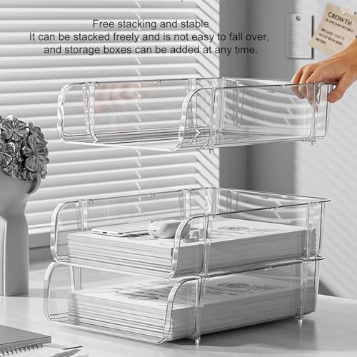 Bac de rangement pour papier empilable pour optimiser l'espace de bureau - 4
