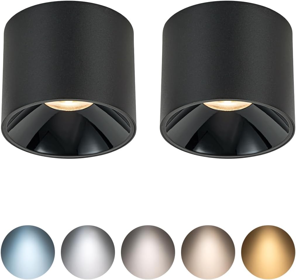 12W 2pack Mini Spotlights Dimmable 5CCT 2700K-6000K Selectable,CRI 95+,and 1pack Square Led Recessed Light 8 inch Dimmable with Junction Box,3CCT 3000K/4000K/6000K Selectable,1600LM CRI90+18W