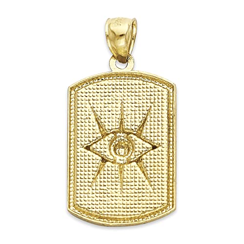 10k Real Solid Gold Evil Eye Dog Tag Pendant for Necklace Greek and Turkish Protection Jewelry for Him and Her3