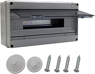 MAKERELE 18-Way DIN Rail Power Distribution Box IP65 Waterproof Electrical Enclosure Gray with Terminal & DIN Rail for Circuit Breakers