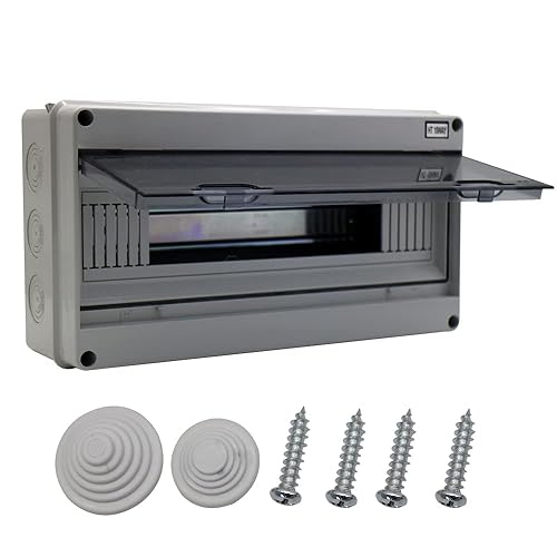 Miniatura 12 de Caja de protección de distribución ABS para disyuntores, caja de distribución de energía al aire libre impermeable de 12 vías, caja de conexiones