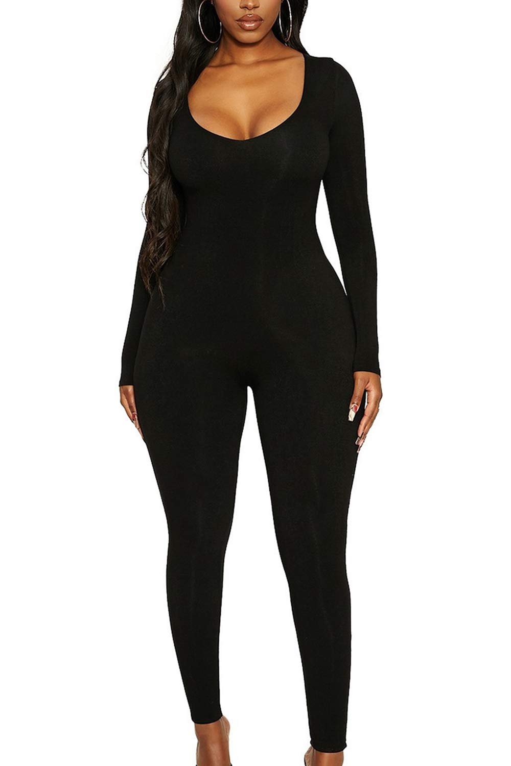 MuliskyWomen's Sexy Long Sleeve Bodycon Jumpsuit Rompers One Piece Outfits