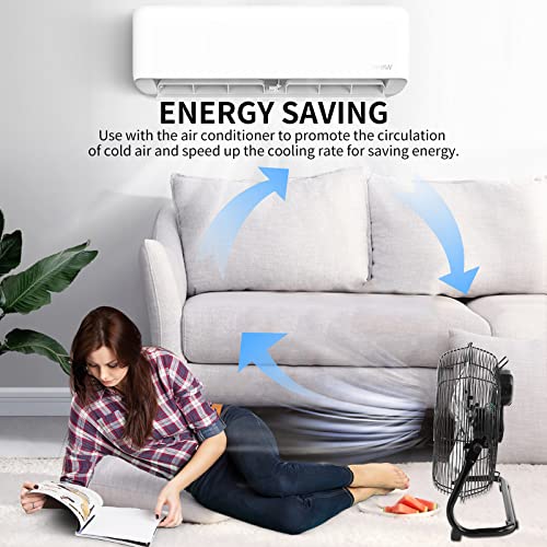 Breeze Living 12 Inch 3-Speed High Velocity Heavy Duty Metal Industrial Floor Fans Oscillating Quiet For Home, Commercial, Residential, And Greenhouse Use, Outdoor/Indoor #TOP29