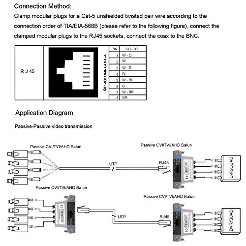 UHPPOTE 4CH HD Passive Video Balun Transceiver BNC To UTP RJ45 CCTV Via Twisted works - Image 4
