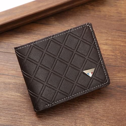 Mens Short Wallet PU Small Card Bag Folding Card Holder Men(Coffee)