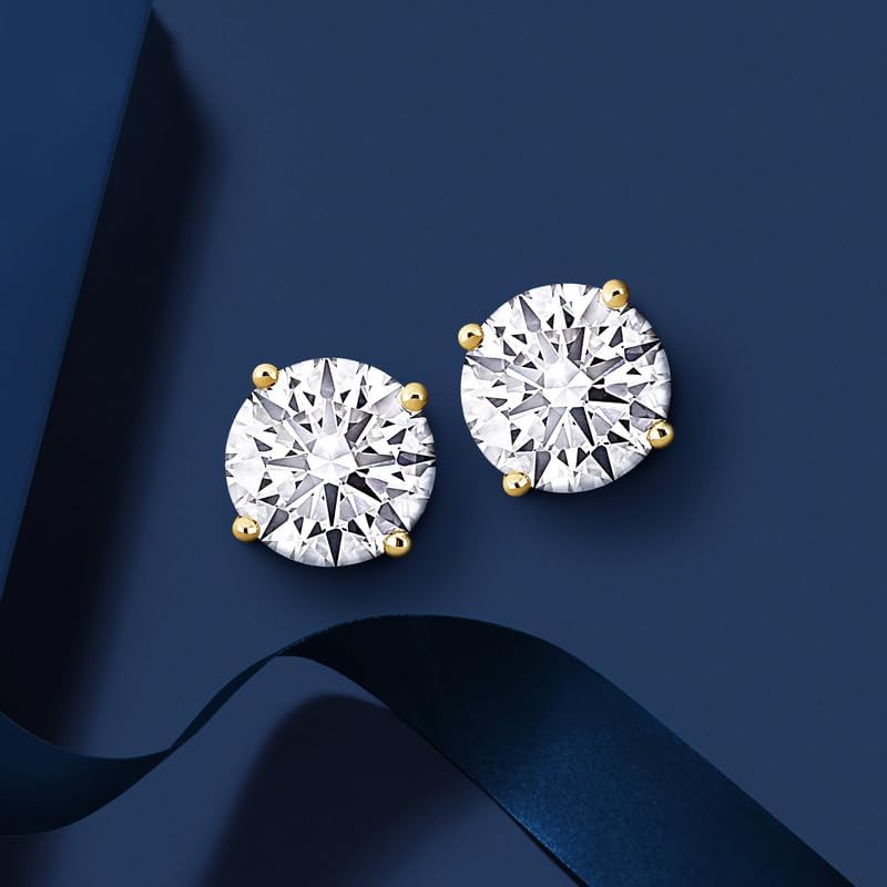 Image of Lab-Grown Diamond Stud Earrings With Unique laser engraved Diamond ID, Set In Platinum, White Gold or Yellow Gold - D Color, VVS2 Clarity, IGI Certified Lab-Grown Diamonds - Available in 1 to 5 CTTW