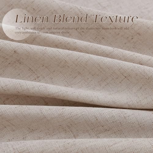 Image of Nanspring Oatmeal Linen Curtains 84 Inches Long for Living Room Grommet Semi Sheer Light Filterinig Bedroom Window Curtain Panels Neutral Tone Modern Minimalist Room Cozy Decor 52x84,2 Panels Sets