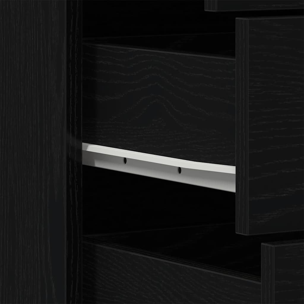 vidaXL Aparador con 6 cajones Roble Negro 50x34x96cm Madera ingeniería, Armario de almacenaje, Mueble aparador, Mueble de almacenaje de Cocina, bufé
