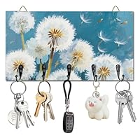 DELORIGIN Dandelion Key Holder Key Hooks Wall Mounted Wooden Key Racks with 5 Hooks Flower Key Storage Organizer House Key Hanger for Wall Decor Door Entryway Hallway Kitchen New Home Gift