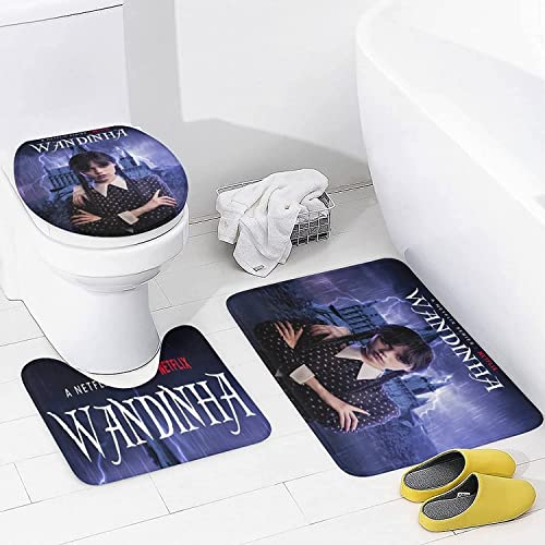 Wednesday Adams 4 Stück Duschvorhang Sets,enthalten Anti-Rutsch-Teppich,Toilettendeckel Abdeckung, Badematte Und… – Bild 5
