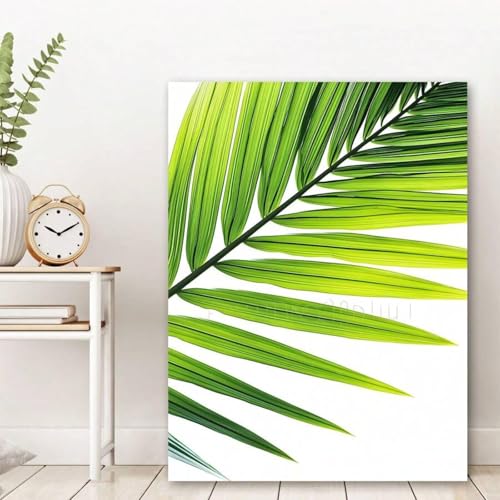 Toile murale feuilles de plantain vertes 70x100 cm avec cadre - 2