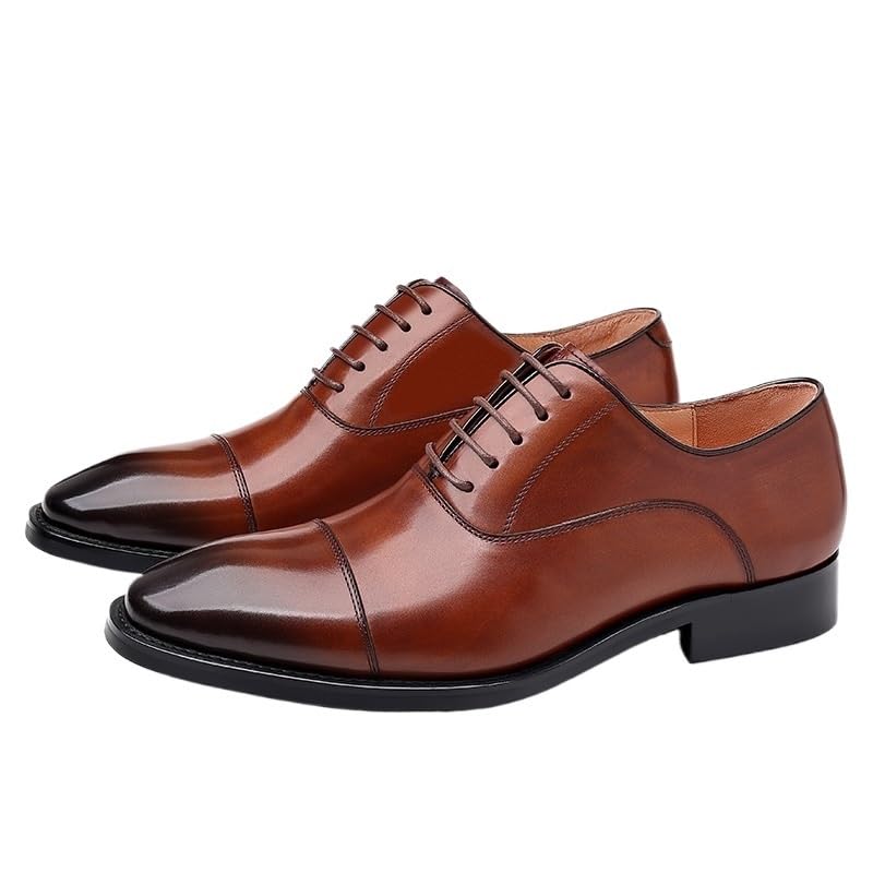 Modern Lace Up Formal Dress Shoes Formal Shoes for Men Round Toe Calfskin Cap Toe Low Top Block Heel Non Slip Anti-Slip Business