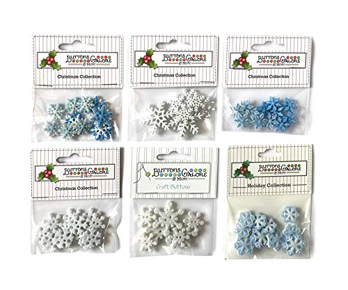 Buttons Galore Snowflake Christmas Novelty Craft Buttons - 65 Pieces