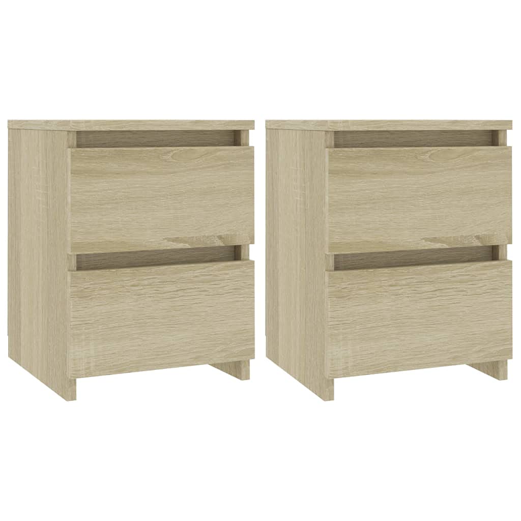 vidaXL 2X Mesitas de Noche Contrachapada Casa Hogar Decoración Diseño Estilo Habitación Dormitorio Mesilla Cama Cómoda 30x30x40 cm Color Roble Sonoma