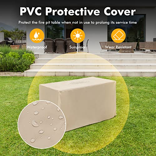 Giantex Outdoor Fire Pit Table - 43 Inch Propane Fire Pit, 50,000 Btu Gas Fire Table With Removable Metal Lid, Hideaway Tank Storage, Waterproof Cover, Lava Rocks, Csa Certificated Patio Firepit, Gray #TOP5