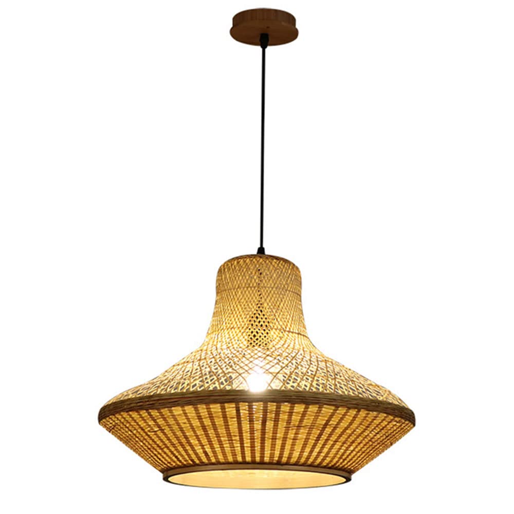 Tkająca Lampa Wisząca Z Bambusa Wiklinowy Abażur Żyrandol E27 W Stylu Retro W Stylu Japońskim Oprawa Oświetleniowa Sufitowa Wisząca Do Ogrodu, Jadalni, Gabinetu, Sypialni