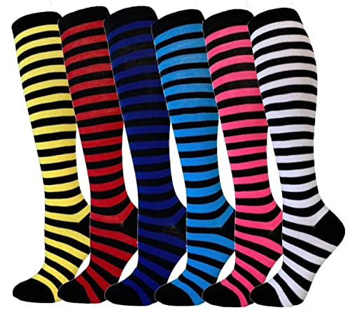 Image of SocksKnee Women Multi-Pack Colorful Variety Design Assorted Activewear Knee-High Stocking Socks, 9-11