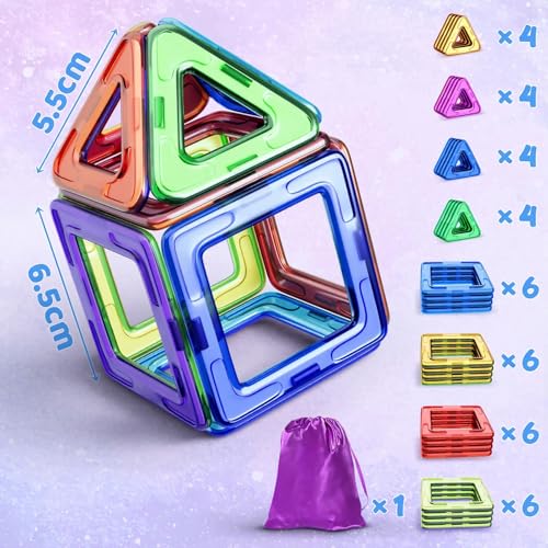 COOLJOYA Magnetische Bausteine, 40 Teile Magnetspiel STEM Magnetbausteine, Montessori Spielzeug ab 3 Jahre… – Ansicht 6