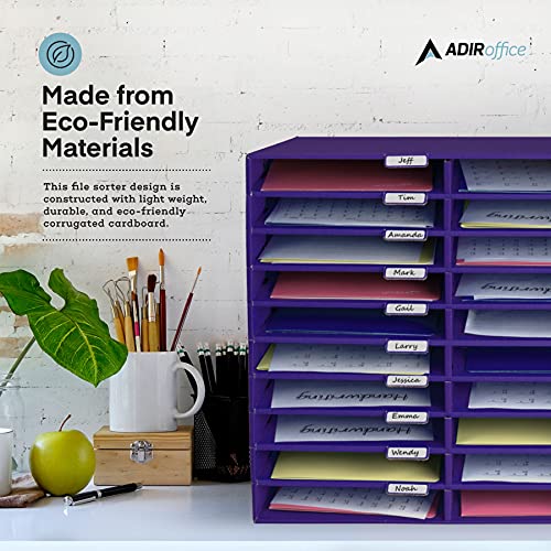 Adir File Sorter Literature Organizer - Mail Vinyl Craft Paper Storage Holder Corrugated Cardboard For Office, Classrooms, And Mailrooms Organization (30 Slots, Purple) #TOP4