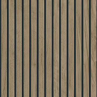 Panacea Wood Slats Wallpaper Walnut - Brown / Black - Belgravia 1157