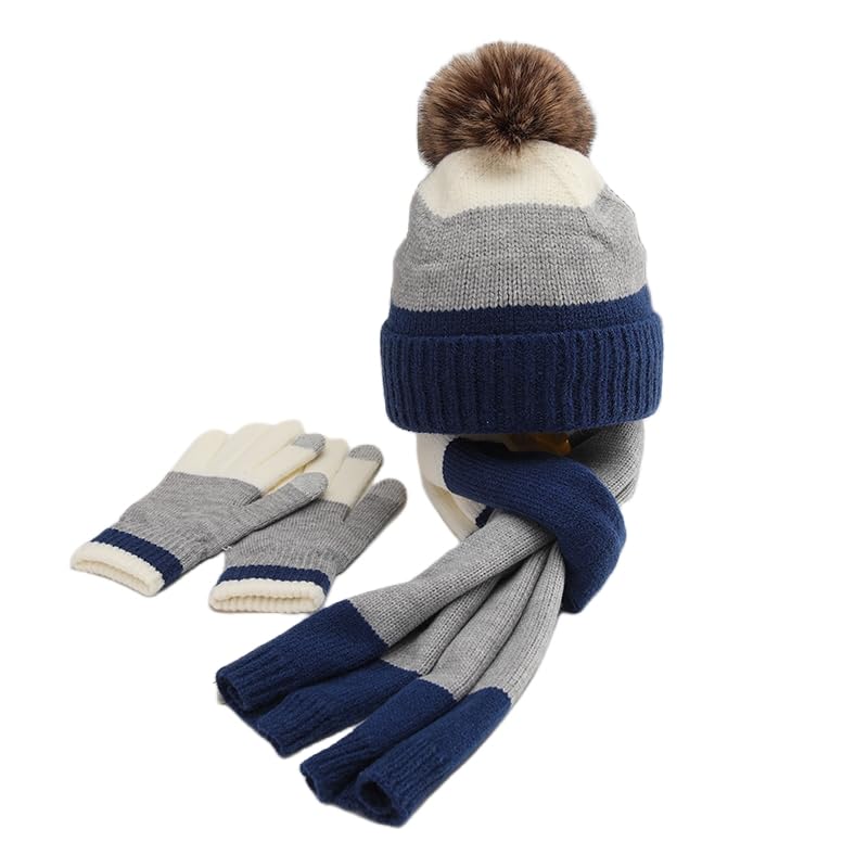 Zonto wintermütze Kinder Verdickter Samthut Zum Warmhalten Für Mittlere Und Große Kinder Winter Wollhut Schal Handschuhe 3-Teiliges Set