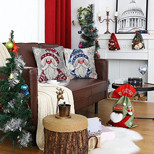 Image of TEZKIM Latch Hook Kits for Adults Christmas DIY Throw Pillow Cover with Printed Canvas Pillowcase Needlework Cushion Cover Hand Craft Creative Gift Home Decoration 16.9Inch X16.9Inch (Red)