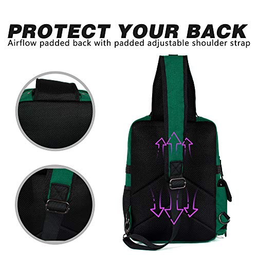 H HIKKER-LINK Canvas Messenger Bag Retro Sling Backpack Crossbody Satchel Gray Blue - Thumbnail 3
