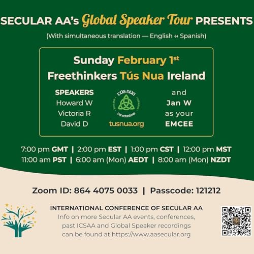 Secular AA Global Speaker Tour - Freethinkers T&uacute;s Nua Ireland - Feb 1, 2026