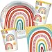 33-TLG. Party-Set * Retro Rainbow * mit Teller, Becher, Servietten und Deko für Kindergeburtstag und Mottoparty | Kinder lieben diesen Regenbogen zum Geburtstag und Party