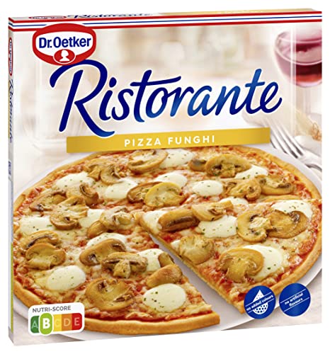 DR. OETKER Ristorante Pizza Funghi, Pizza de Champiñones con Masa Fina y Crujiente y Abundante Topping, Pizza Funghi, Suave Queso Edam y Champiñones - 350g