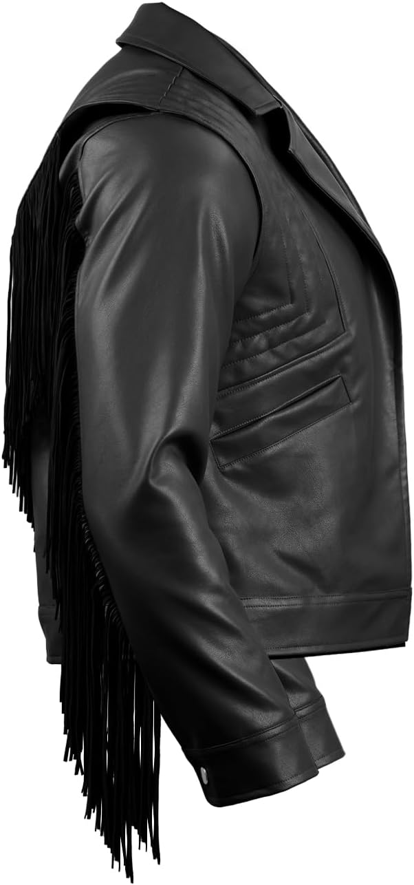 Naywig Faux Leather Western Cowboy Jacket With Fringes Garret Garrison Cosplay Costume For Mens And Boys - Image 3