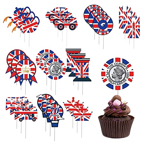 Grã-Bretanha Patriótica Decorações Cupcake Picks | Suprimentos para festas de topos de cupcake de Un