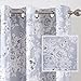DriftAway Flower Floral Pencil Sketch Blackout Room Darkening Grommet Lined Thermal Insulated Energy Saving Window Curtains 2 Layer Set of 2 Panels Each 52 Inch by 84 Inch Gray and Soft White