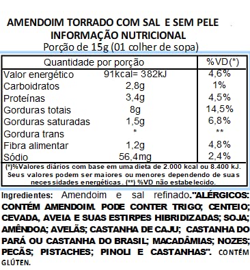 Amendoim Torrado Com Sal Sem Pele Viva Salute a Vácuo - 500g