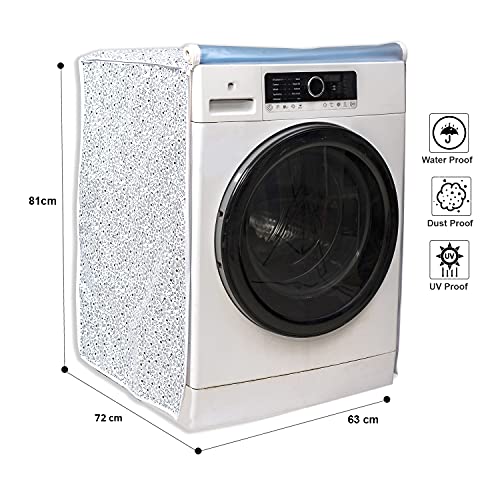 Image of Classic Front Load Washing Machine Cover for IFB 9 Kg, 9.5 Kg, 10 Kg, 10.5 Kg, 11 Kg (72cmsX63cmsX81cms, White & Grey)