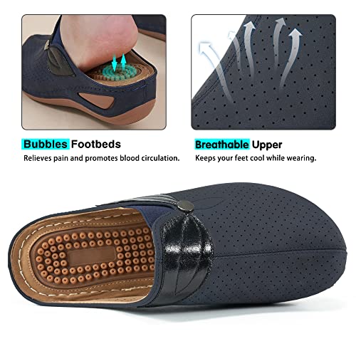 Ecetana Clogs For Women Comfortable Slip On Leather Mule Womens Casual Wedge Sandals Shoes #TOP2