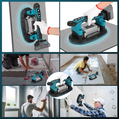 2 in 1 Fliesenvibrator mit Saugnapf kompatibel mit Makita 18V Akku | 6 Geschwindigkeiten | Saugnapf 30x16cm | Tragfähigkeit 250kg, für Profis und Heimwerker
