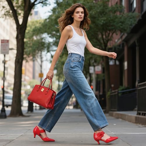 Image of Pointed Toe Low Kitten Heels Women Ankle Strap Slip on Pumps | Closed Toe, 2.2 Inch short heels,Synthetic Upper /Suede,Bridal Dress Shoes - 8 Colors, Wedding, Party and Formal Events