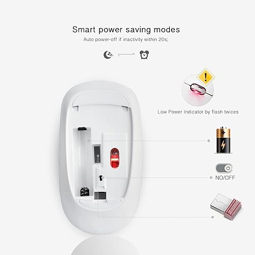 Miniatura 3 de JOYACCESS Ratón inalámbrico para laptop, ultra delgado, silencioso, 2400 DPI ratón óptico portátil para laptop, computadora, MacBook, Windows,