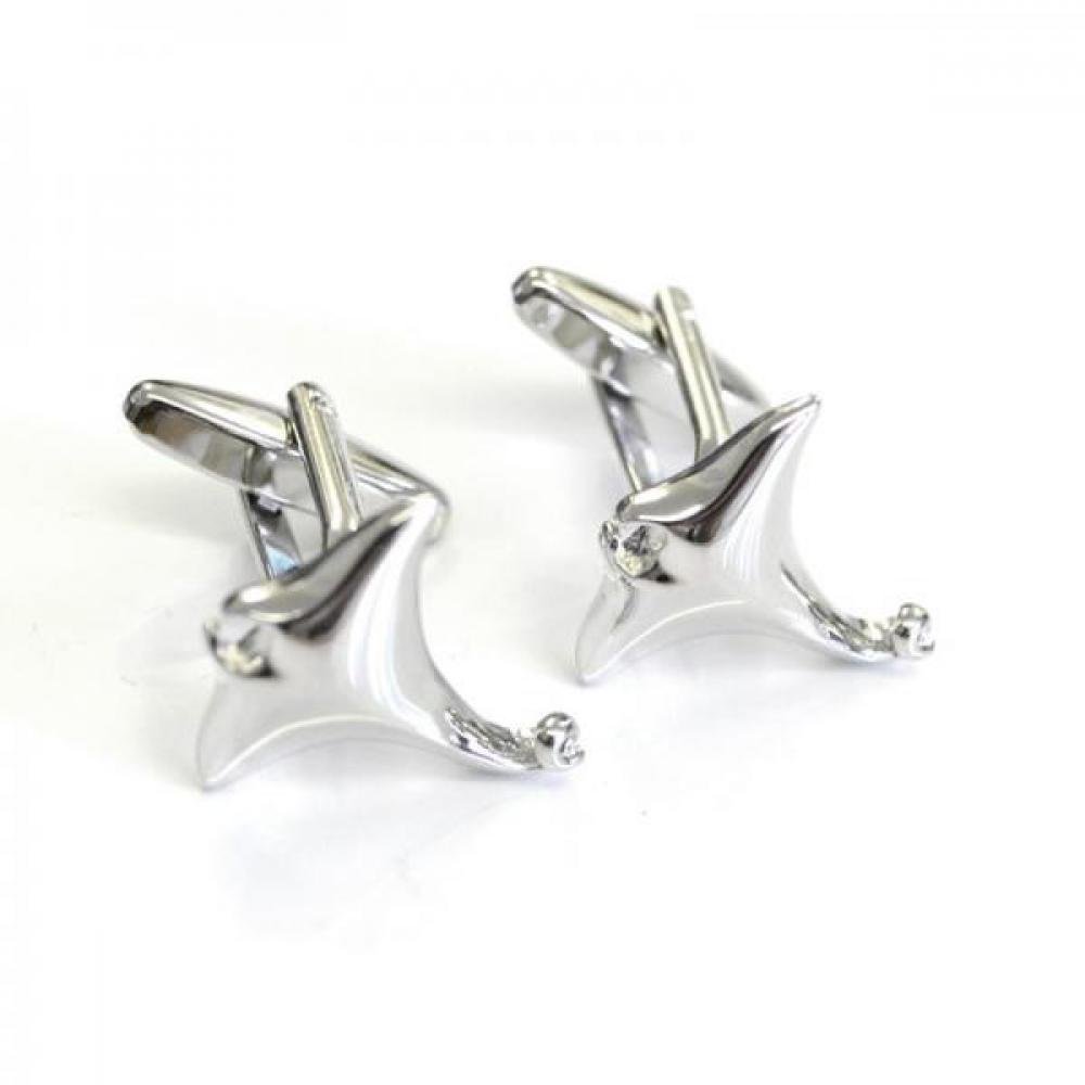 Mens Shirt Accessories - Manta Ray Fish Cufflinks (With Black Presentation Box) - Novelty Animal Theme Jewellery