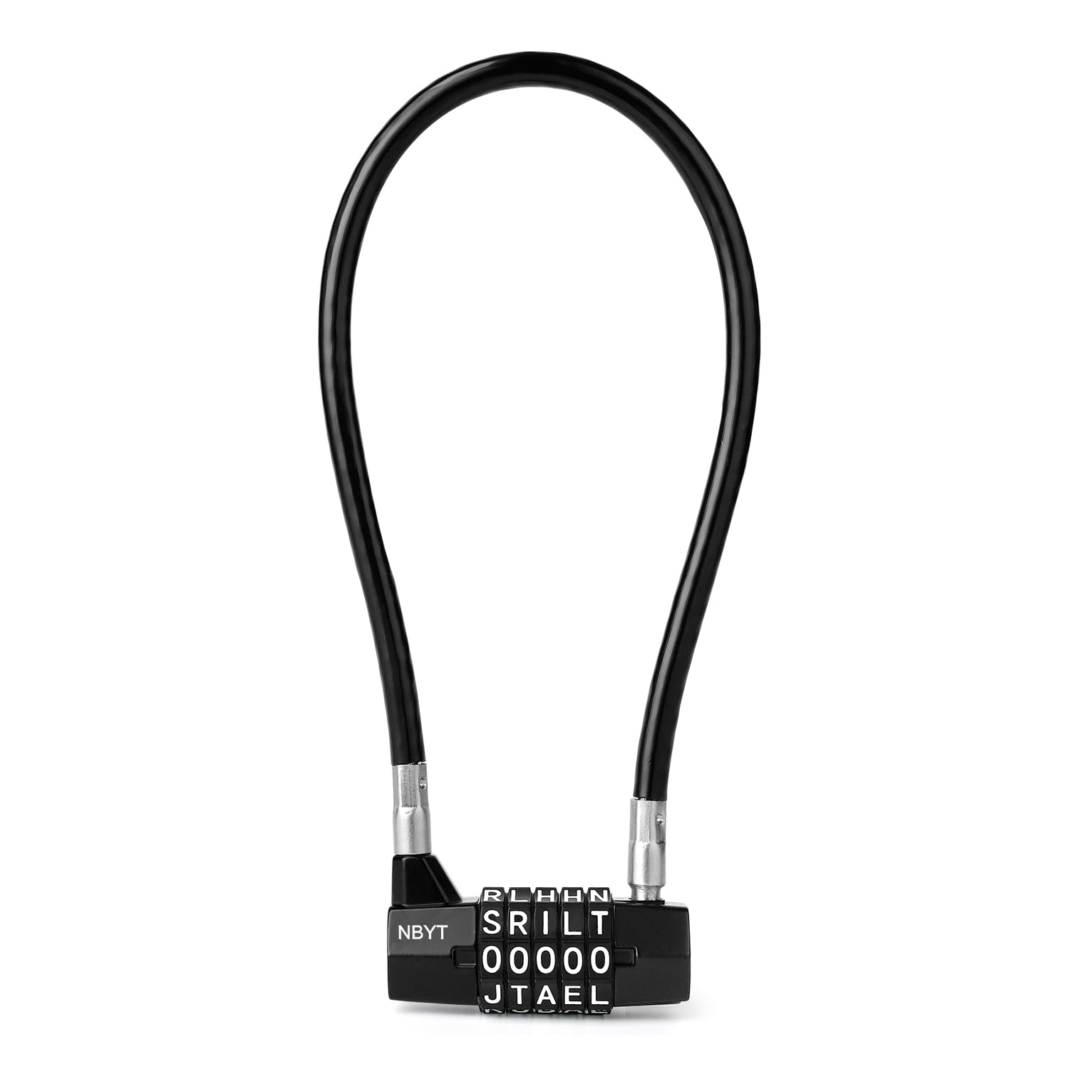 NBYT 5-Word Combination Lock with 8mm Security Cable, Letter Lock for Gates, Doors, Bikes