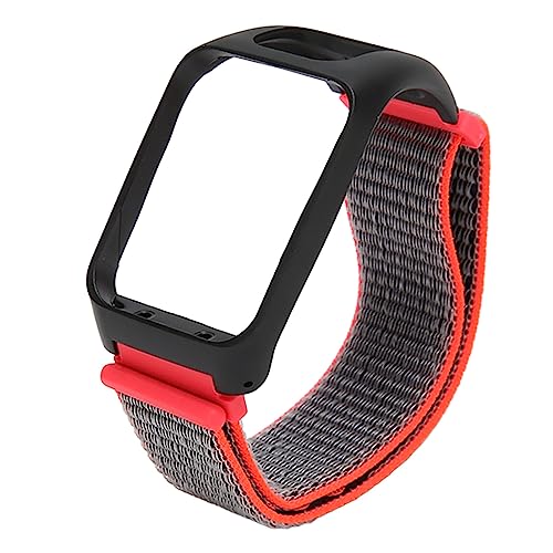 RELDAXSBH Correa de reloj deportivo de nailon trenzado elástico 2 en 1, repuesto para TOMTOM Runner 3 y Adventurer; correa tejida suave y transpirable con estuche protector para correr al (Azul Rojo)