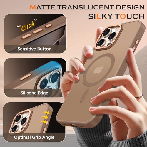 Image of YINLAI for iPhone 16 Pro Case 6.3-inch,Magnetic Compatible with MagSafe, Slim Matte Anti-Fingerprint, Shockproof Full Body Military Grade Protection for iPhone 16 Pro Cover, Brown