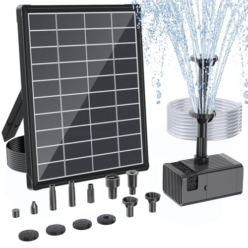 Antfraer Solar Fountain Pump 7W, Solar Water fountain for Bird Bath with Dry-Run Protection, Double-Layer Nozzles & 5Ft PVC Tubing for Bird Bath Small Pond Waterfall DIY Features