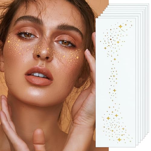 8 peças de adesivos de maquiagem, manchas de maquiagem com glitter dourado, adesivos de maquiagem qu