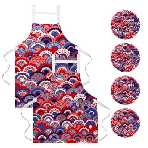 Tablier de serveuse abstrait coloré pour bistrot et pâtisserie maison
