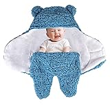 Schlafsack Baby Wickeltuch Baby Baumwolle: Pucksack Baby 0-3 Monate Babyschlafsack Wickeldecke Winterschlafsack Einschlagdecke Baby - Neugeborenes Kapuzendecke Weich Gefüttert Verstellbare Decke